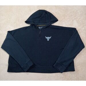 Under Armour Project‎ Rock Woman's 1/4 Zip Crop Terry Hoodie Black Medium